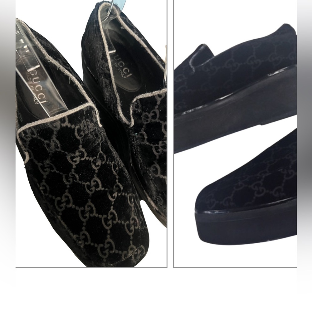 GUCCI Black Suede Double G Platform Loafers - Picture 5 of 13